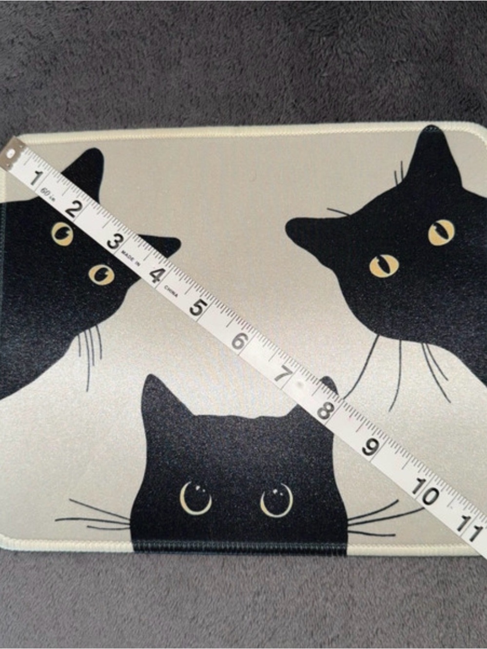 Cute Black Cat Mouse Pad  - Neutral Beige - Picture 4 of 4